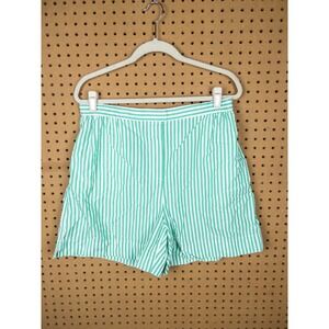 COS Green White Striped Cotton Elastic Waist Shorts Womens Large L Pocket